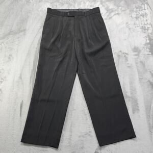 Vittorio St. Angelo Dress Pants Mens 34S SHORT Black Pleated Polyester‎ Office